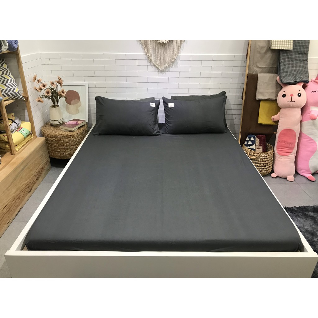 Bộ ga vỏ gối cotton tici MD.Decor - Bedding trơn màu, drap nhiều kích thước miễn phí may bo chun M4,M6,M8