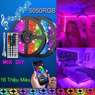 [Có Sẵn] Đèn Led 5m 5050RGB Mix DIY Trên 50 Màu Trang Trí Phòng Ngủ, livestream Nháy Theo Nhạc Sử Dụng App