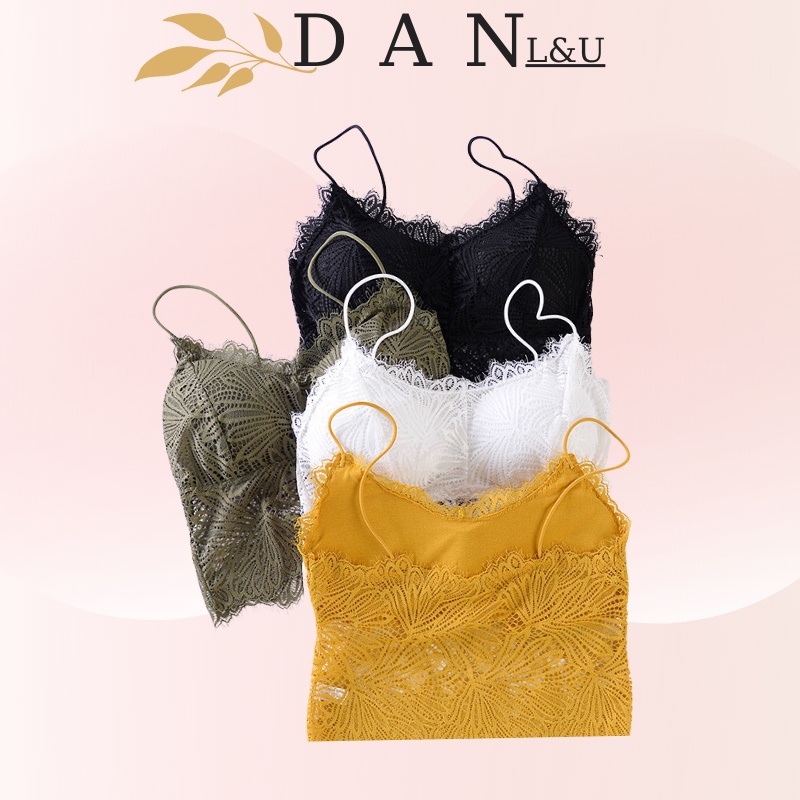 Áo Ngực Dáng Dài Phối Ren Lưới Mềm Mại Sexy Có Đệm Mút Nâng Ngực Cực Quyến Rũ DAN L&amp;U 2817