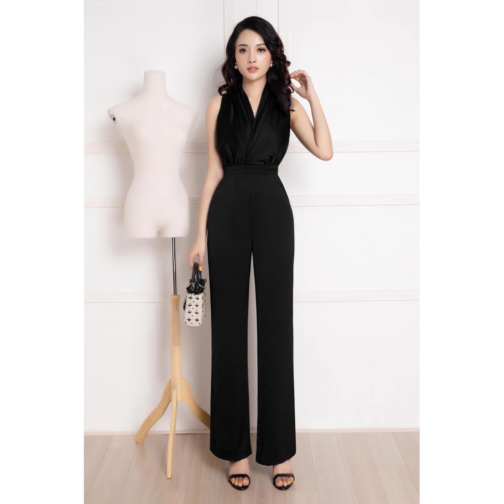 Đồ Bay Dài 🎁FREESHIP🎁 Jumpsuit dài ống suông cổ yếm xếp li nữ tính, sang trọng, sang chảnh TJ1045 | BigBuy360 - bigbuy360.vn