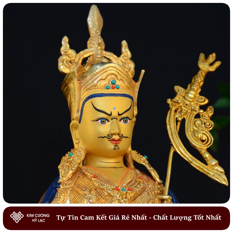 Tượng Phật Liên Hoa Sanh Mật Tông [Kim Cương Hỷ Lạc] Đồng Nepal 33 Cm