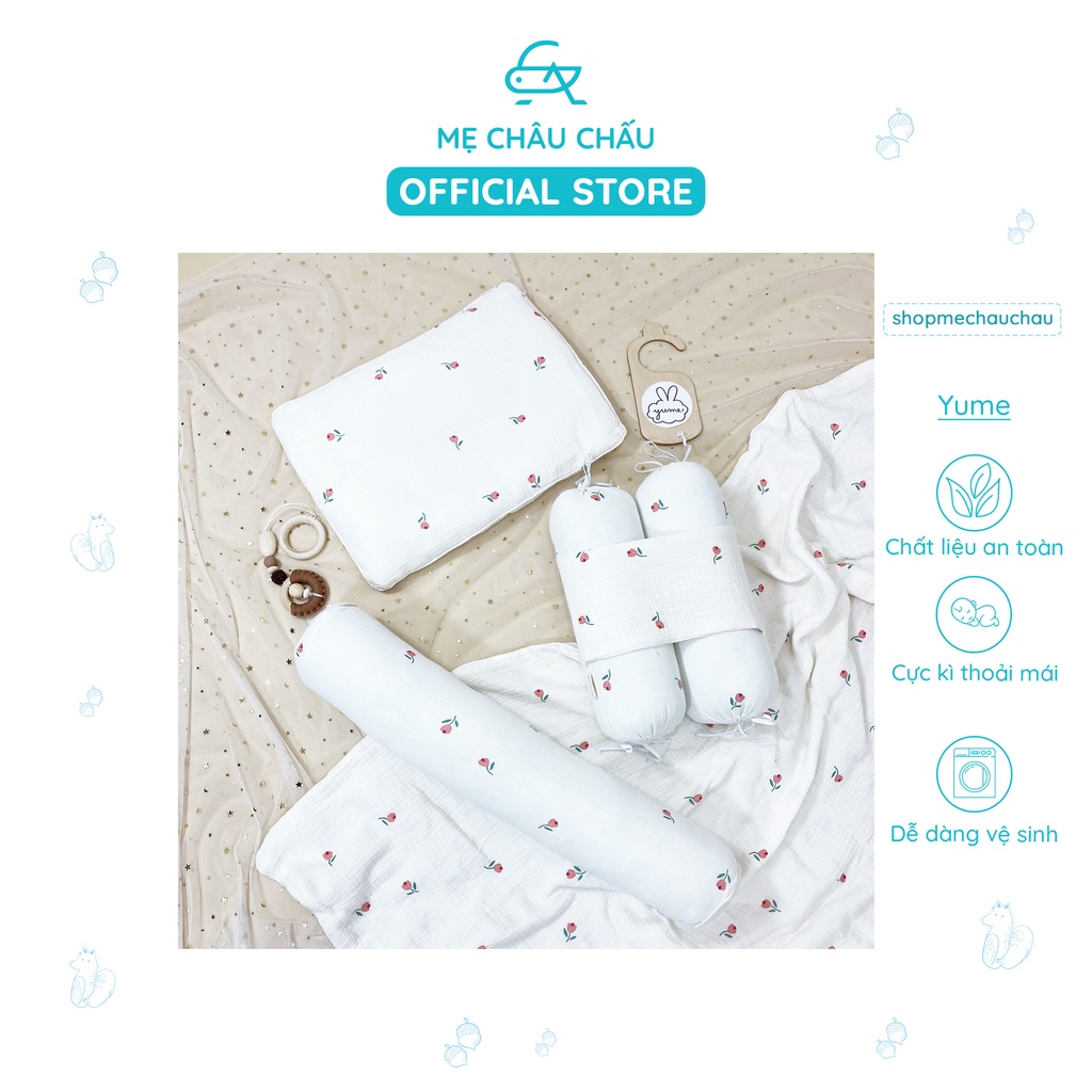 [FULL] Gối Ôm Xô Muslin Organic Yume (Dài 50cm - đường kính 10cm)