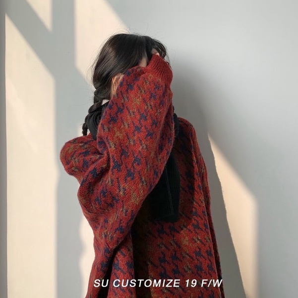 Xiaozhainv Áo sweater dệt kim dáng rộng tay lồng đèn kẻ sọc kiểu Hàn Quốc thời trang cho nữ | BigBuy360 - bigbuy360.vn