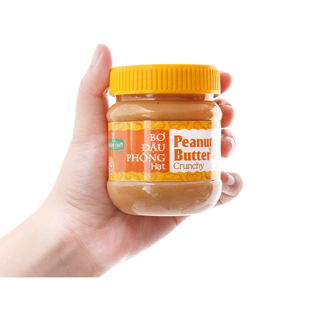 Bơ Đậu Phộng Hạt Peanut Butter Crunchy Golden Farm dùng làm bánh, ăn kèm bánh mì, xôi hoặc nấu ăn