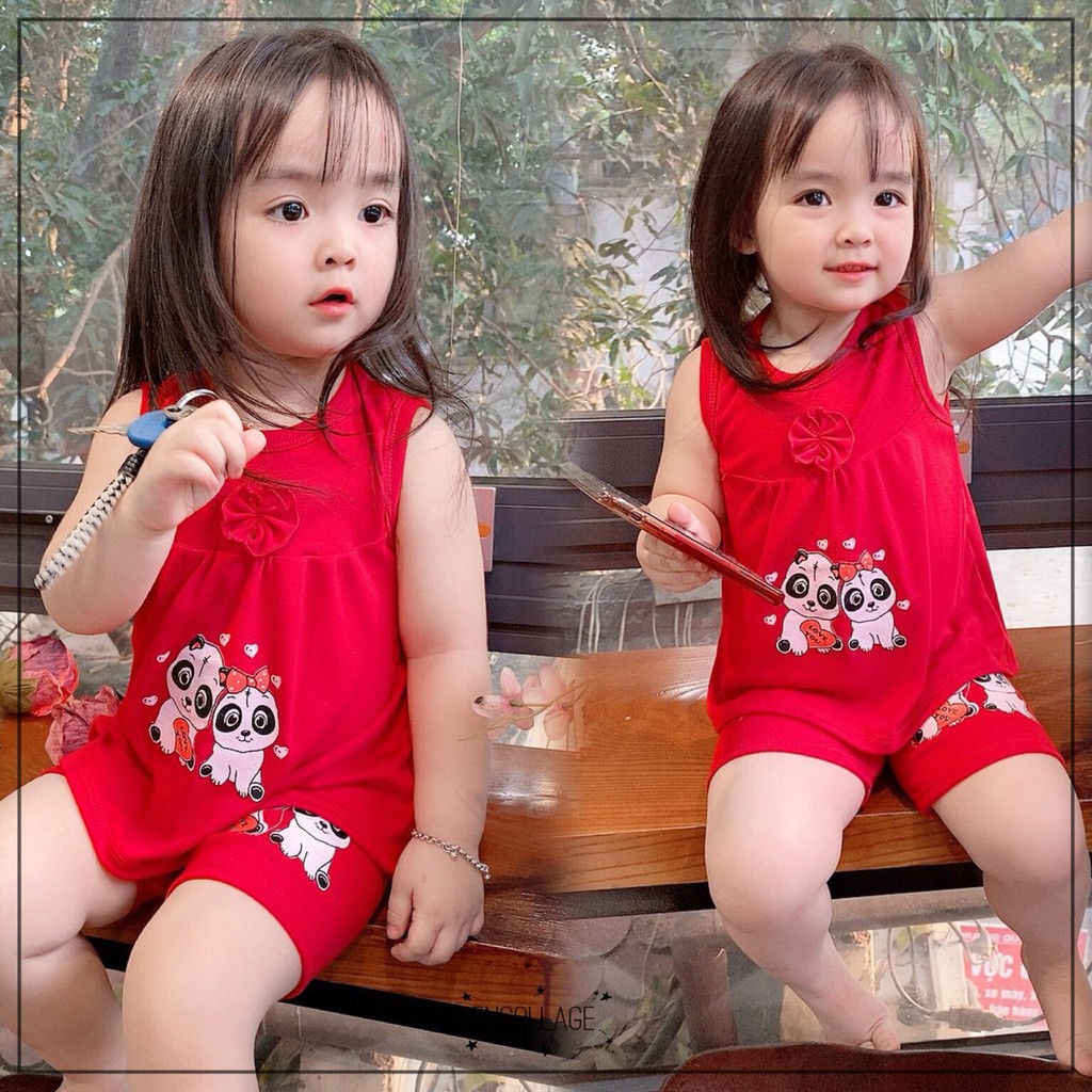 [SALE SỐC] Bộ ba lỗ cotton bé gái in hình nhiều màu