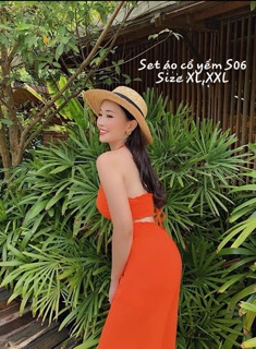 SET ÁO CỔ YẾM S06 MÀU CAM