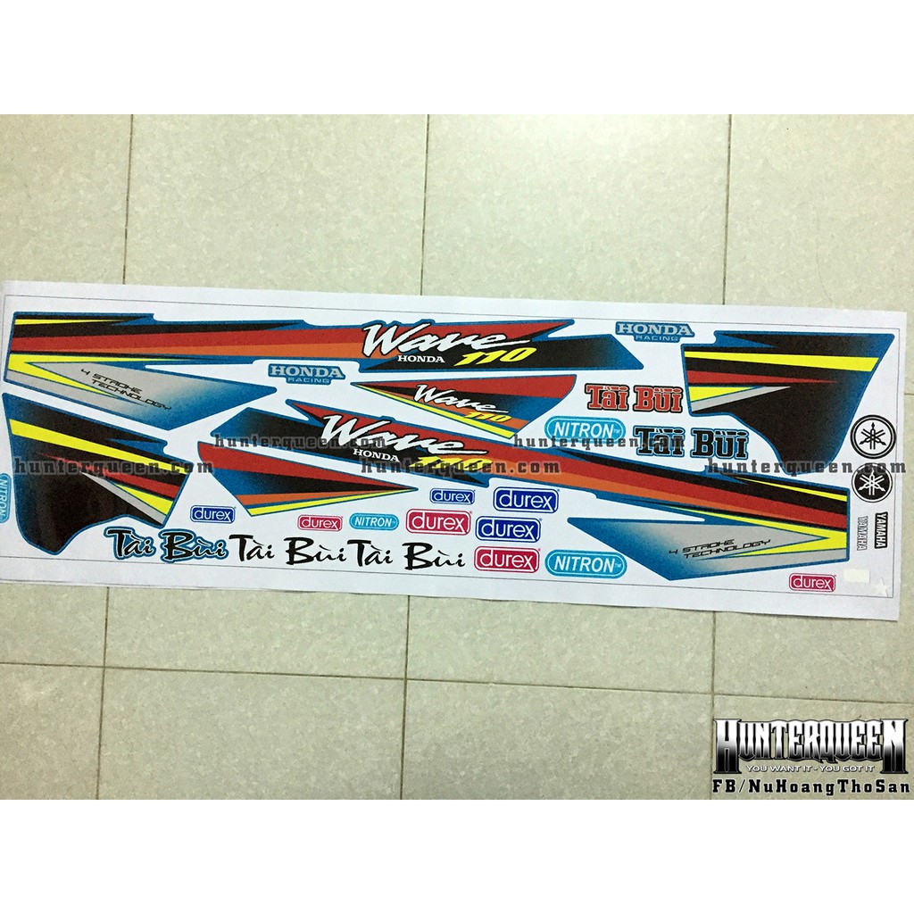 Tem rời xe WAVE đời đầu, wave nhỏ. Mẫu tem dán xe xanh ngọc. Chống nước, bền màu, sắc nét. Thay đổi theo yêu cầu