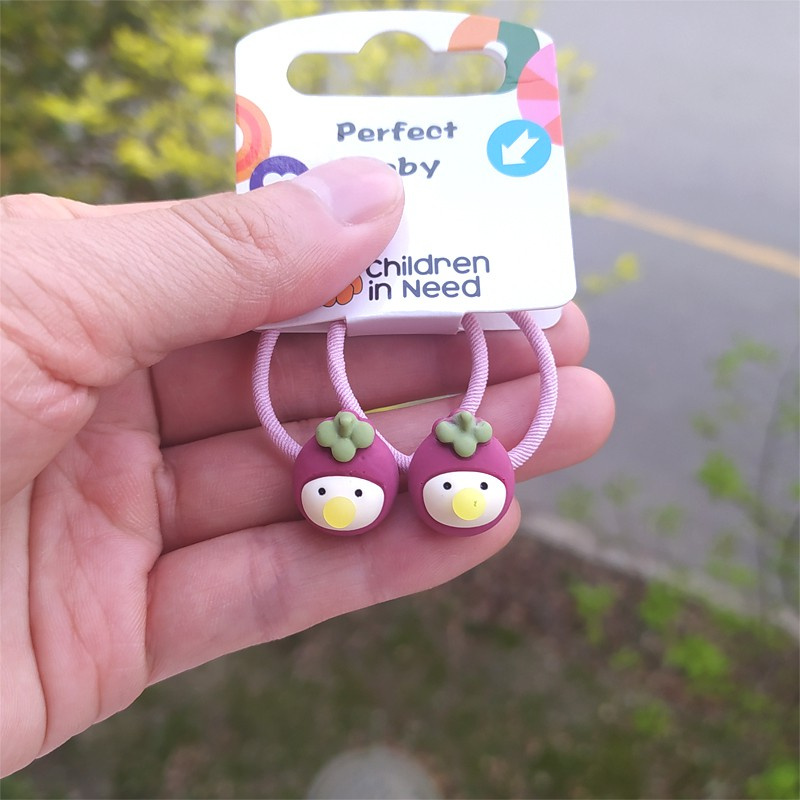 Set 2 Dây Cột Tóc Hình Quả Bơ / Xoài Hoạt Hình Dễ Thương Cho Bé Gái