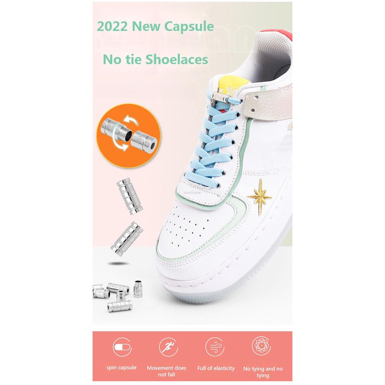 Khóa Dây Giày Co Giãn Phẳng Không Cần Buộc Bằng Kim Loại Mới Cho Người Lớn Và Trẻ Em