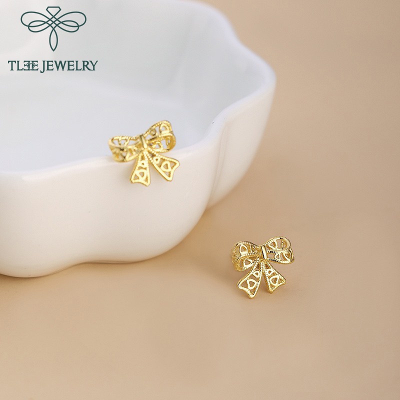 Khuyên tai bạc nữ TLEE nơ đan nữ tính basic TleeJewelry B0171