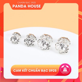 Charm bạc s925 hình bông hoa ôm hạt xỏ ngang - Panda House