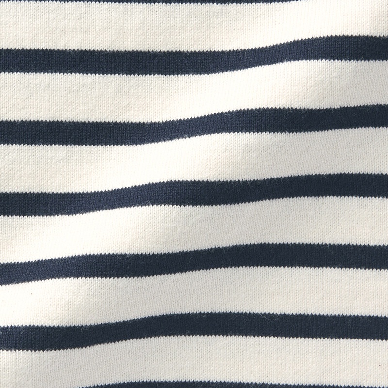 Muji Áo Thun Vải Jersey Sợi Dày Dài Tay-Sọc