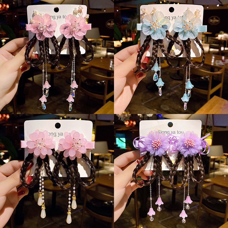 Phụ Kiện Kẹp Tóc Giả Thắt Nơ Dễ Thương Cho Bé Gái