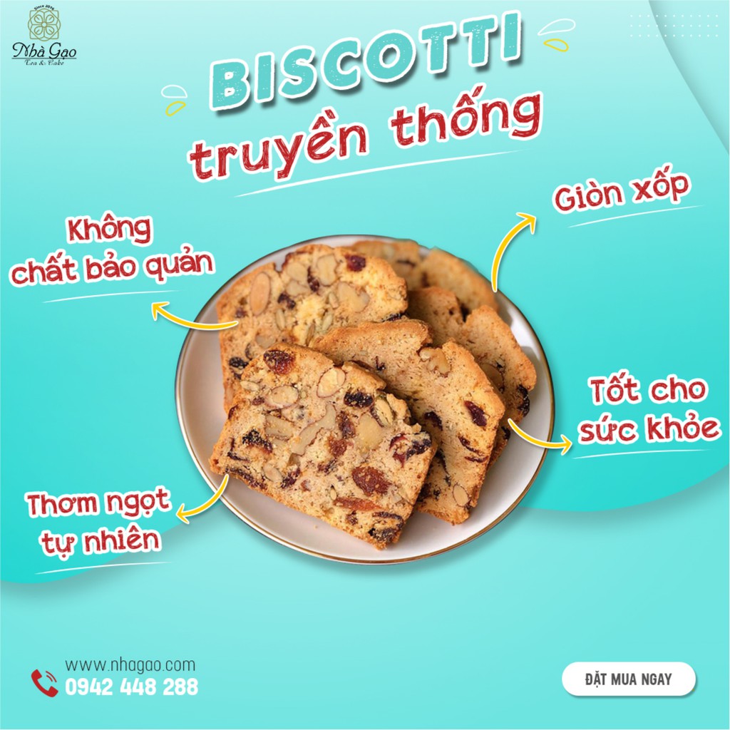 Bánh biscotti Nhà Gạo hương vị Pháp hộp 300gr