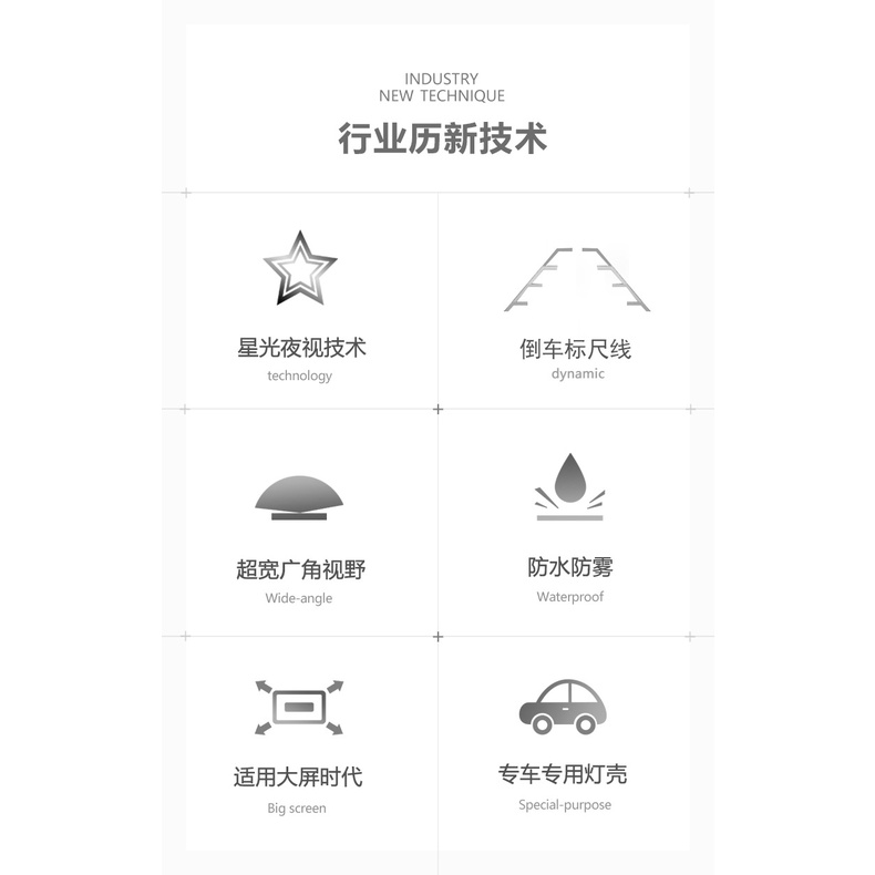 car camera night vision HD car reversing Image car rear view wide-angle camera with ruler 4LED light | BigBuy360 - bigbuy360.vn