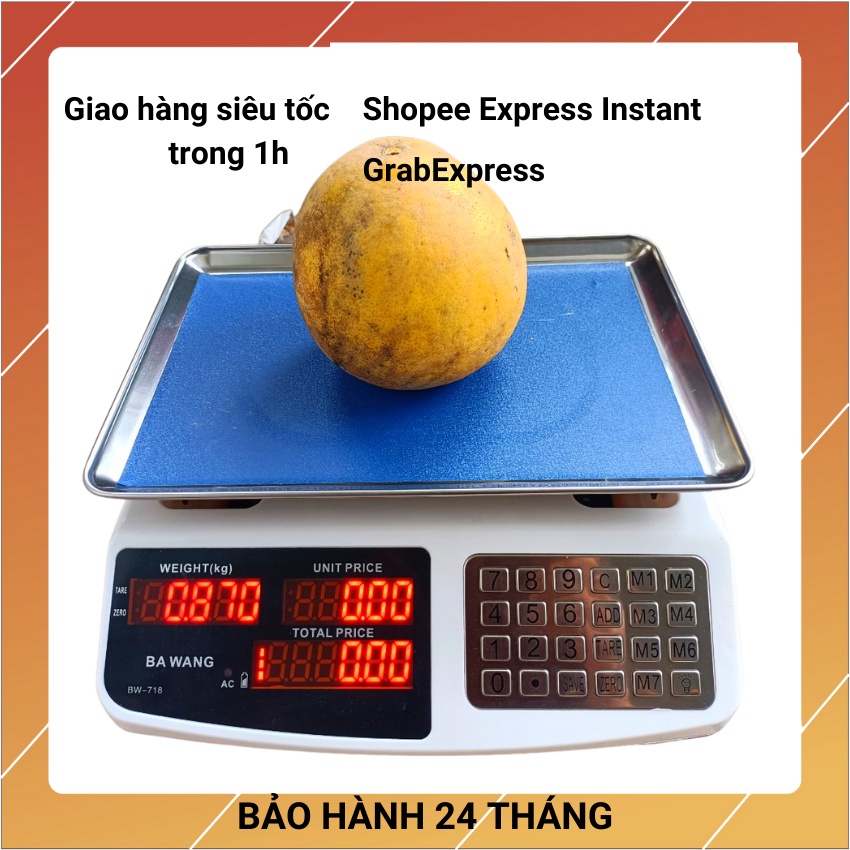 [ BH 24T] Cân điện tử tính tiền chống nước BAWANG-(30kg/0,5) được làm bằng inox không gỉ dùng cho cân hải sản,tôm,cua,cá