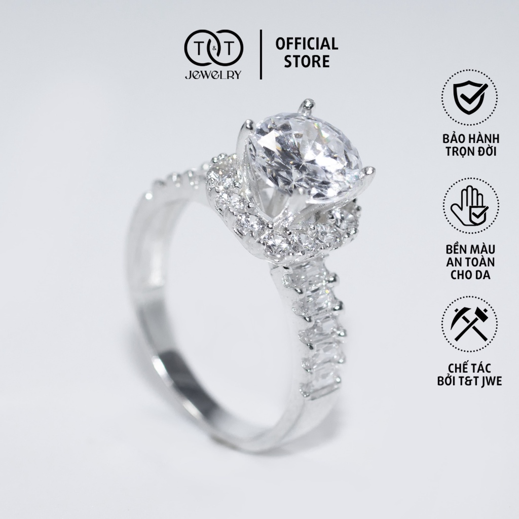 Nhẫn Bạc Nữ Mặt Vuông hàng đá cao s925 T&amp;T Jewelry cao cấp NN020