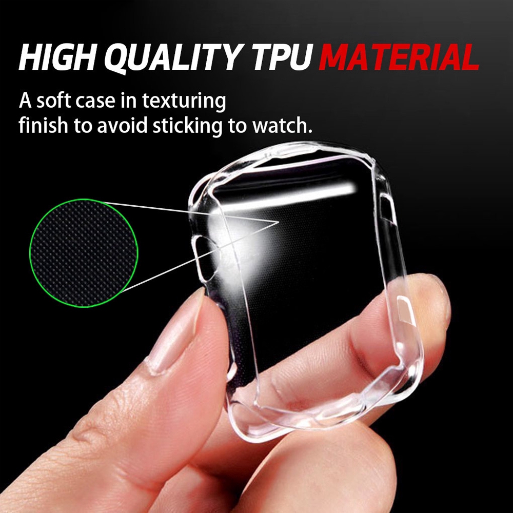 Full Soft Clear TPU Screen Protector Case Cover For Apple Watch Series 4 3 2 1