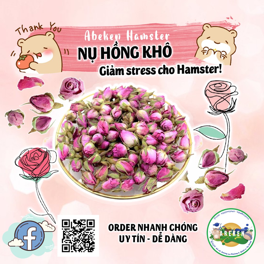 Nụ hồng khô nguyên búp siêu thơm dành cho Hamster