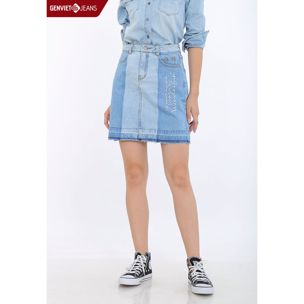 Chân Váy Jeans Nữ Dáng A Xj328J510 GenXJ328J510