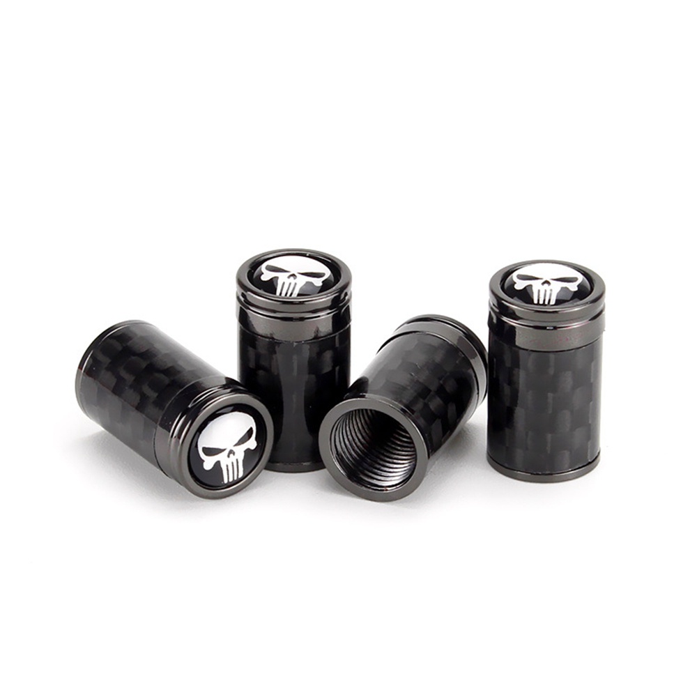 Nắp Van Bánh Xe Hơi Hình Đầu Lâu Bằng Sợi Carbon Màu Đen Chống Bụi