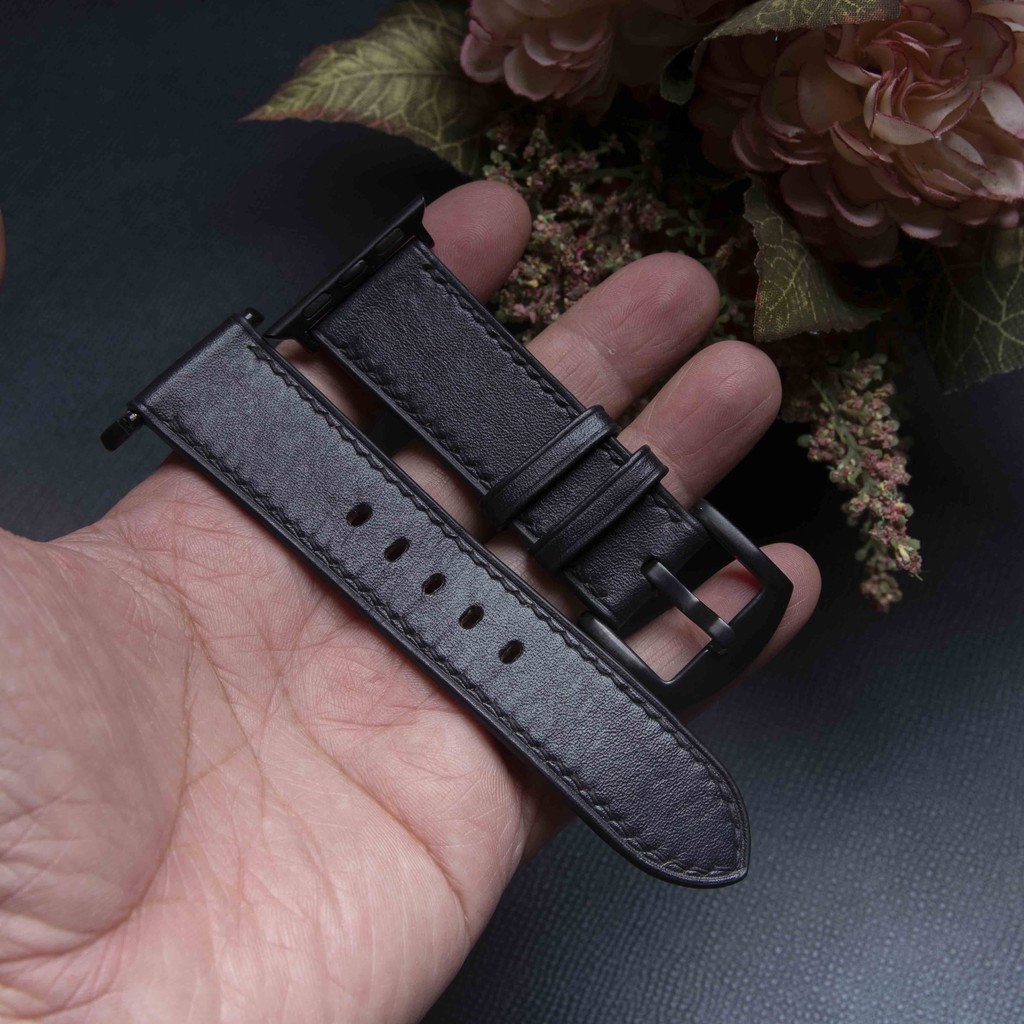Dây Da Apple Watch - Da Vegtan Đen