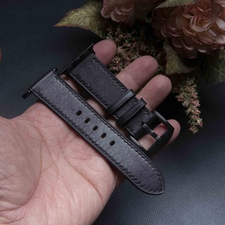 Dây da apple watch - da vegtan đen