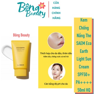 Kem chống nắng the saem eco earth light sun cream spf50+ pa++++ 50ml hàn quốc