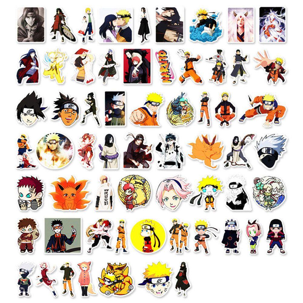 JARRED Bộ 62 Miếng Dán Anime Naruto Chống Nước Trang Trí Đàn Guitar Laptop Xe Máy Hành Lý
