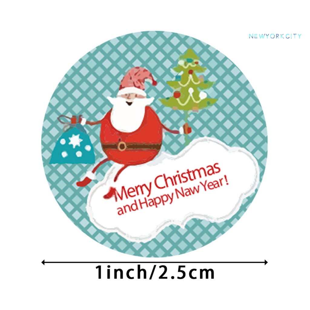 Cuộn 500 Nhãn Dán Trang Trí Giáng Sinh Tự Dính Bằng Giấy Kraft In Chữ Tiếng Anh Dễ Thương