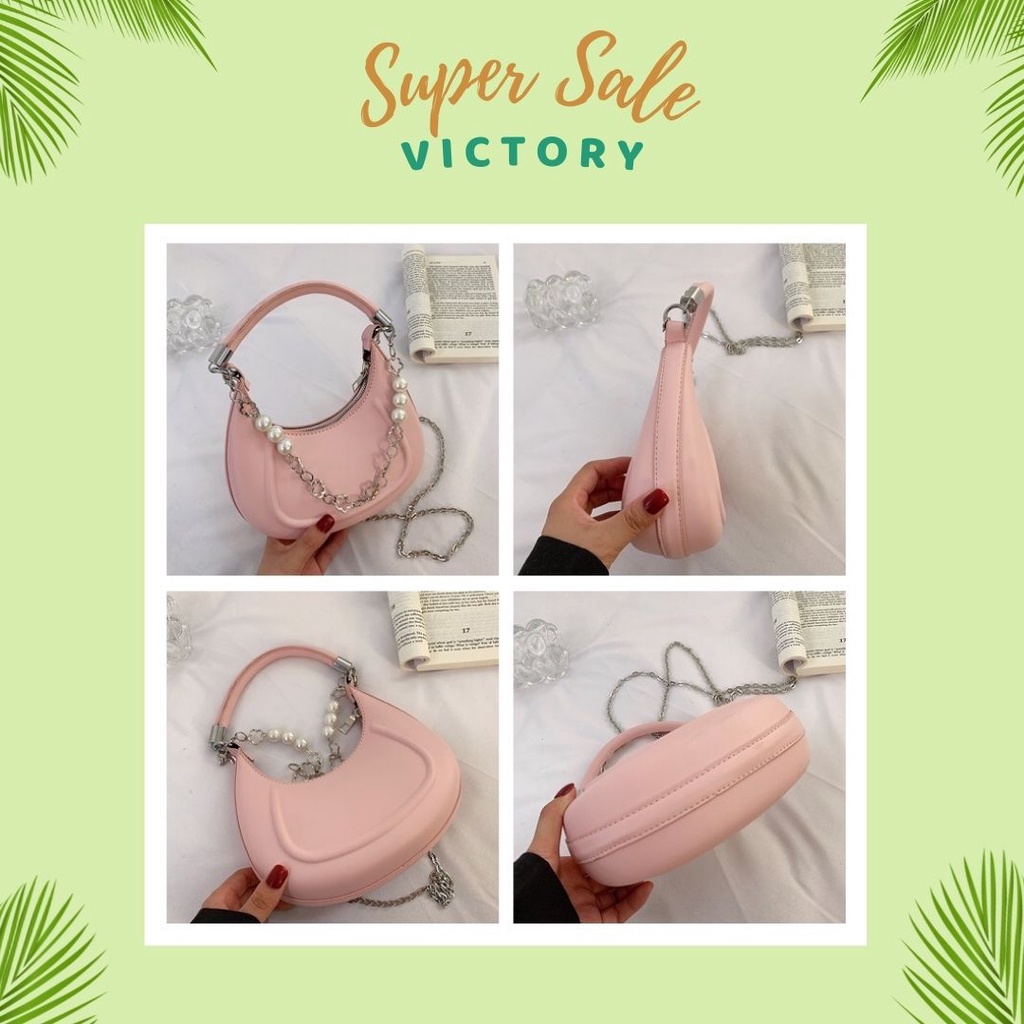 Túi Xách Nữ VICTORY Đeo Chéo Có Quai Ngọc thời trang Hàn Quốc Dự Tiệc Đi Làm sang chảnh SKU: 382