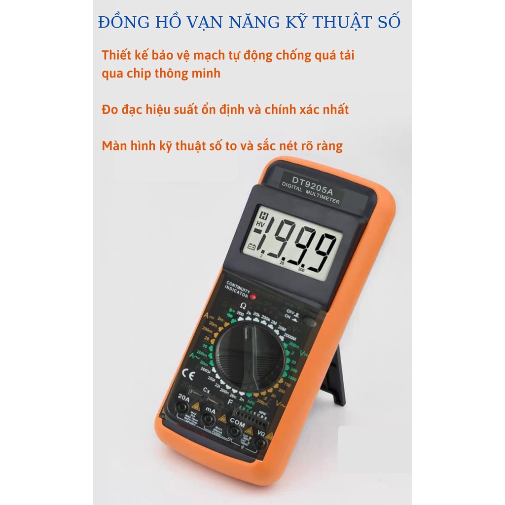 Đồng hồ vạn năng điện tử Excel DT 9205A kèm pin mẫu mới