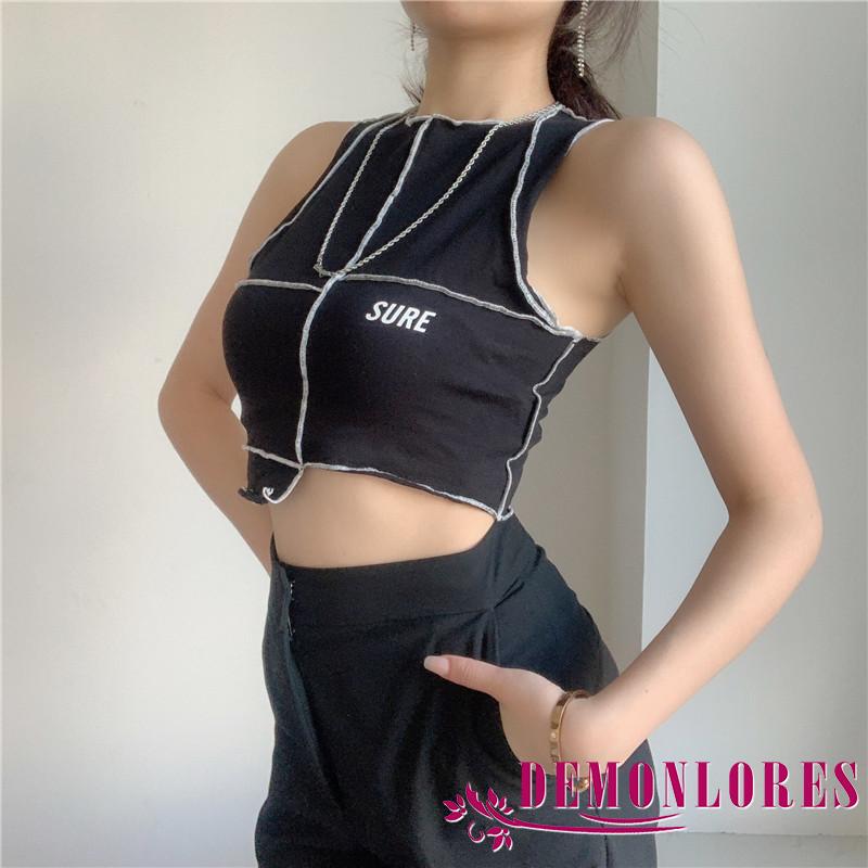 Áo Croptop Lửng Không Tay Họa Tiết Sọc Ngang Thời Trang Nữ Quyến Rũ