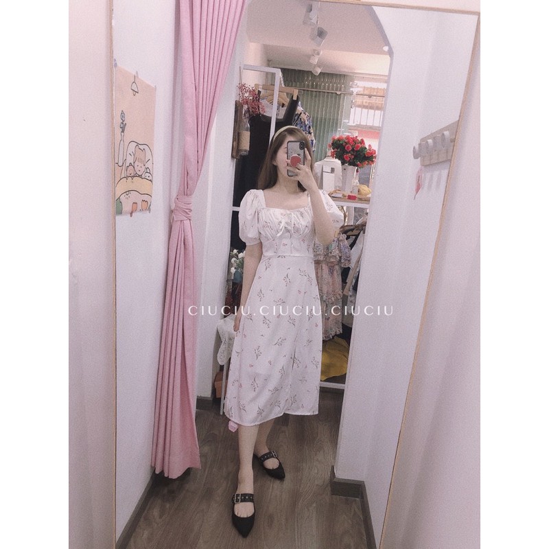 Váy Maxi Hoa Nhíu Ngực Xẻ Vạt | BigBuy360 - bigbuy360.vn