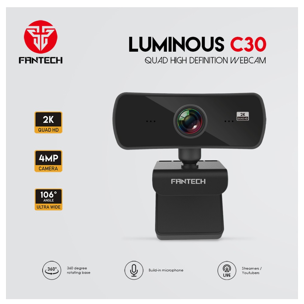 Webcam Livestream Chuyên Nghiệp FANTECH C30 LUMINOUS 4MP Hỗ Trợ Quay Chất Lượng 2K | BigBuy360 - bigbuy360.vn