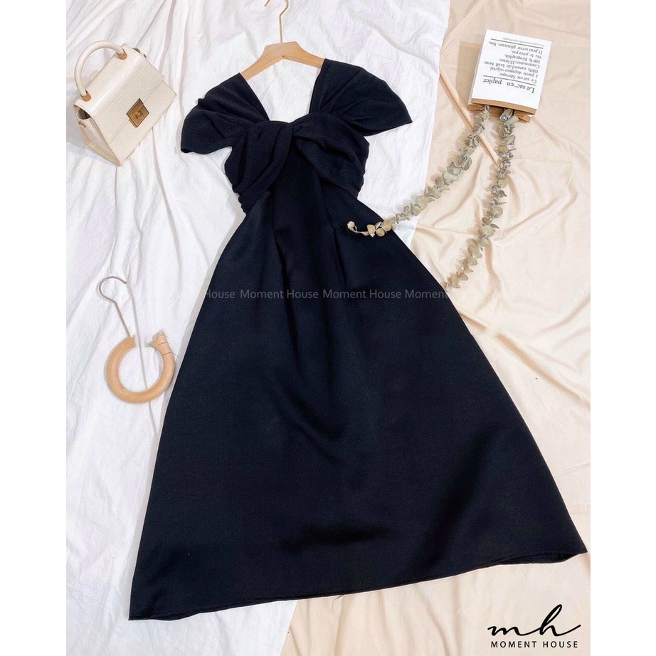 Đầm xòe phối xốp nhún xoắn v1, chân váy chất liệu tafta đứng form, hàng thiết kế phong cách sang chảnh