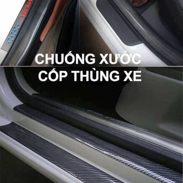 Nẹp chống xước bước chân cửa xe ô tô xe hơi mạ cacbon cao cấp