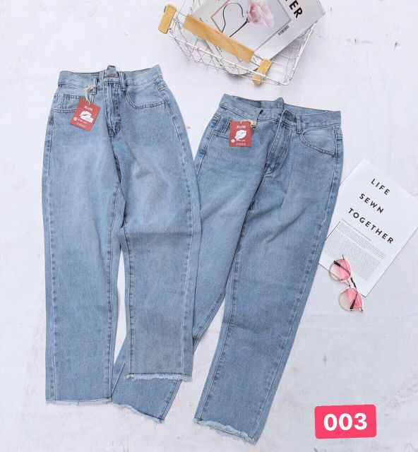 Quần baggy nữ lưng cao kiểu quần bò baggy ống đứng hàng VNXK MS003 thời trang bigsize 2KJean