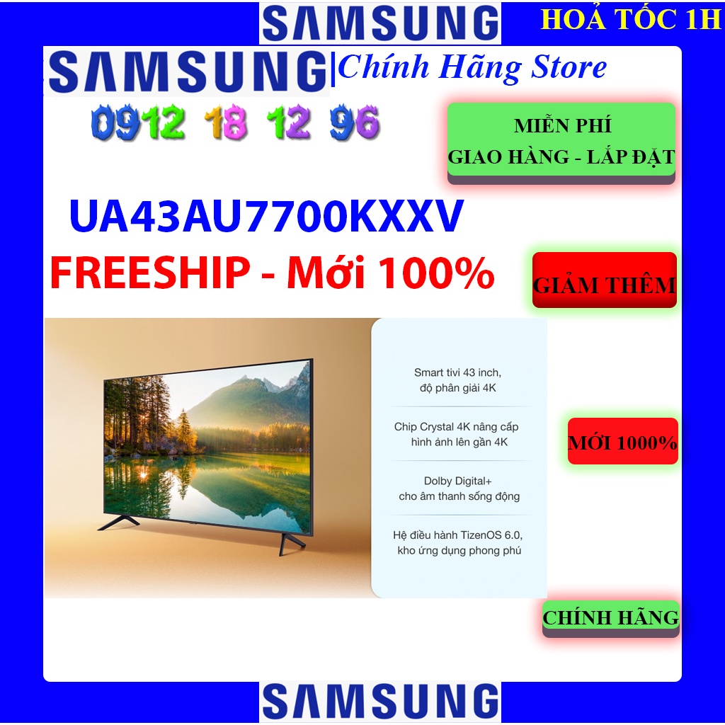 [Mã ELHAMS5 giảm 6% đơn 300K] Samsung 43AU7700 _ Smart Tivi Samsung 4K 43 inch UA43AU7700