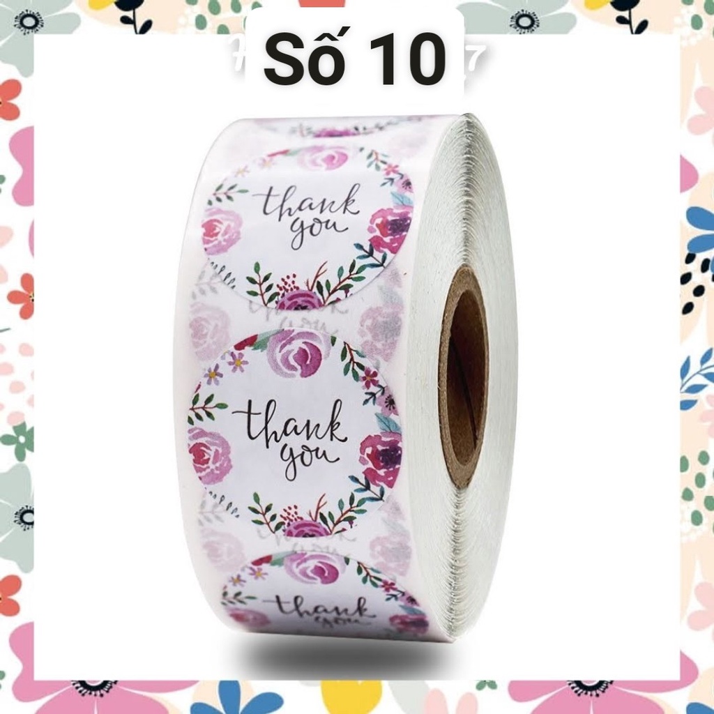 Cuộn 500 sticker nhãn dán Thank you nhiều mẫu, vintage, đơn giản sang xịn - quannaocungcan
