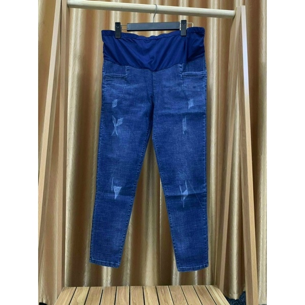 QUẦN BÒ BẦU DÀI MÀU XANH - QUẦN JEANS DÀI BẦU