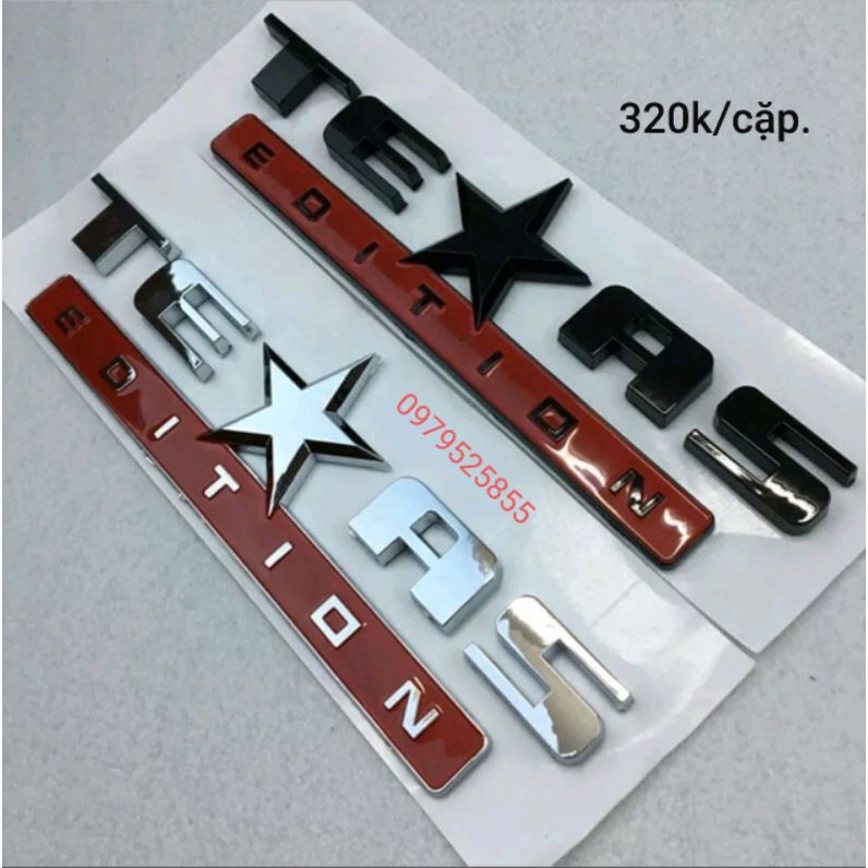 Tem TEXAS lớn dán 2 bên hong xe hoặc sau xe