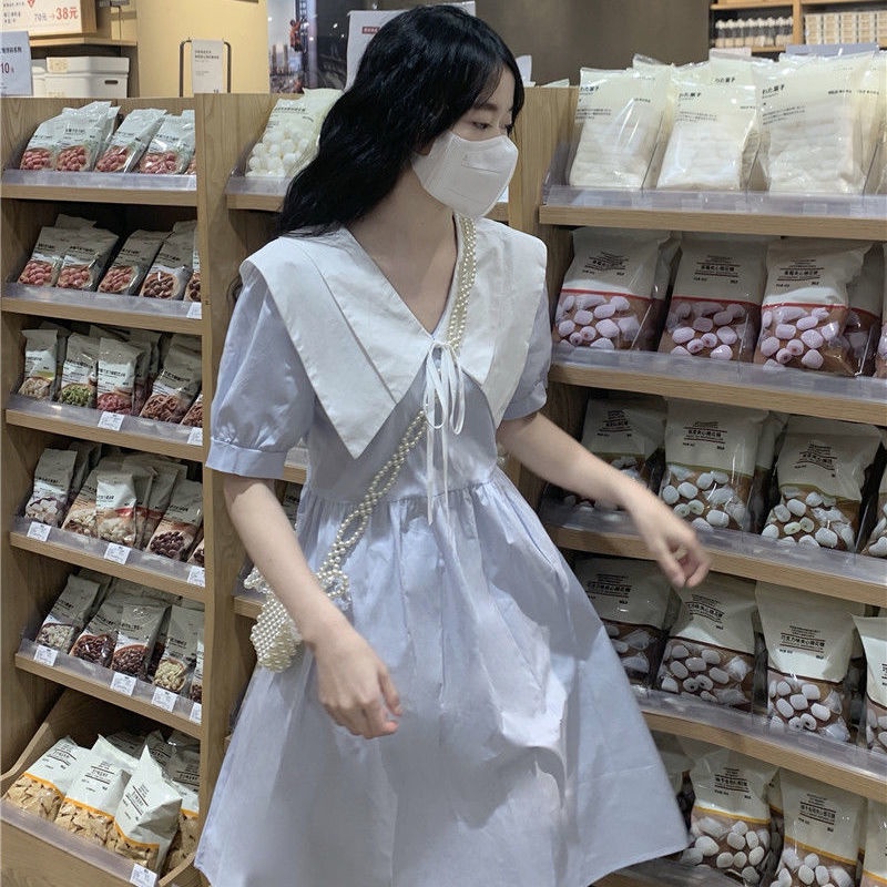 Komihome AMOI Đầm Midi Dáng Chữ A Cổ Búp Bê Ôm Eo Phong Cách Phương Tây Ngọt Ngào Cho Nữ