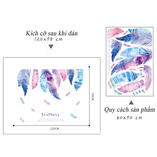 [HCM]DECAL DÁN TƯỜNG LÔNG VŨ ĐỦ MÀU 2