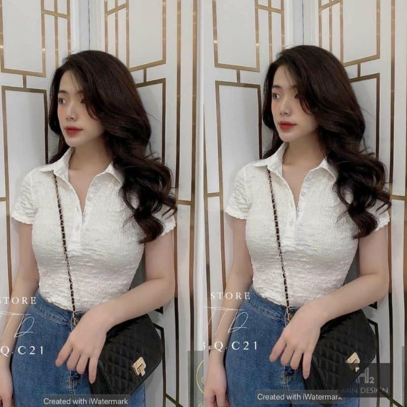 Áo Xốp Nhăn Khuy Cúc Cổ Bẻ | BigBuy360 - bigbuy360.vn