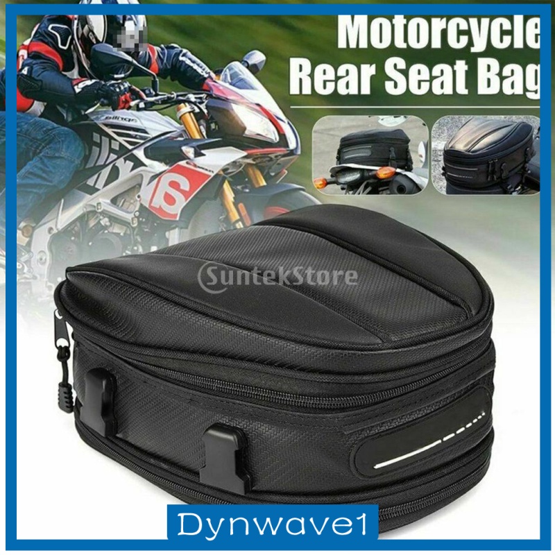 [DYNWAVE1]Motorcycle Tail Seat Bag Waterproof 30x21.5x20cm Black Multifunctional