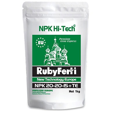 Phân bón NPK Hi-Tech: RubyFerti NPK 20-20-15+TE (1kg)