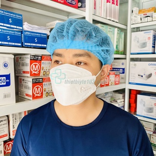 Mũ y tá, mũ con sâu y tế, mũ bác sỹ chùm đầu màu xanh - chất liệu dày dặn, dùng cho y tế , spa