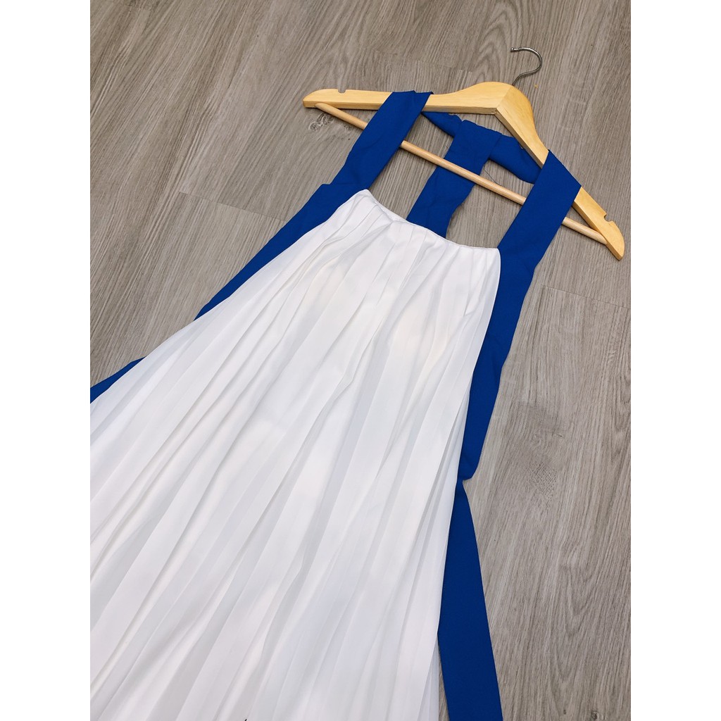[FREESHIP] Đầm maxi đi biển maxi dập ly dây xanh