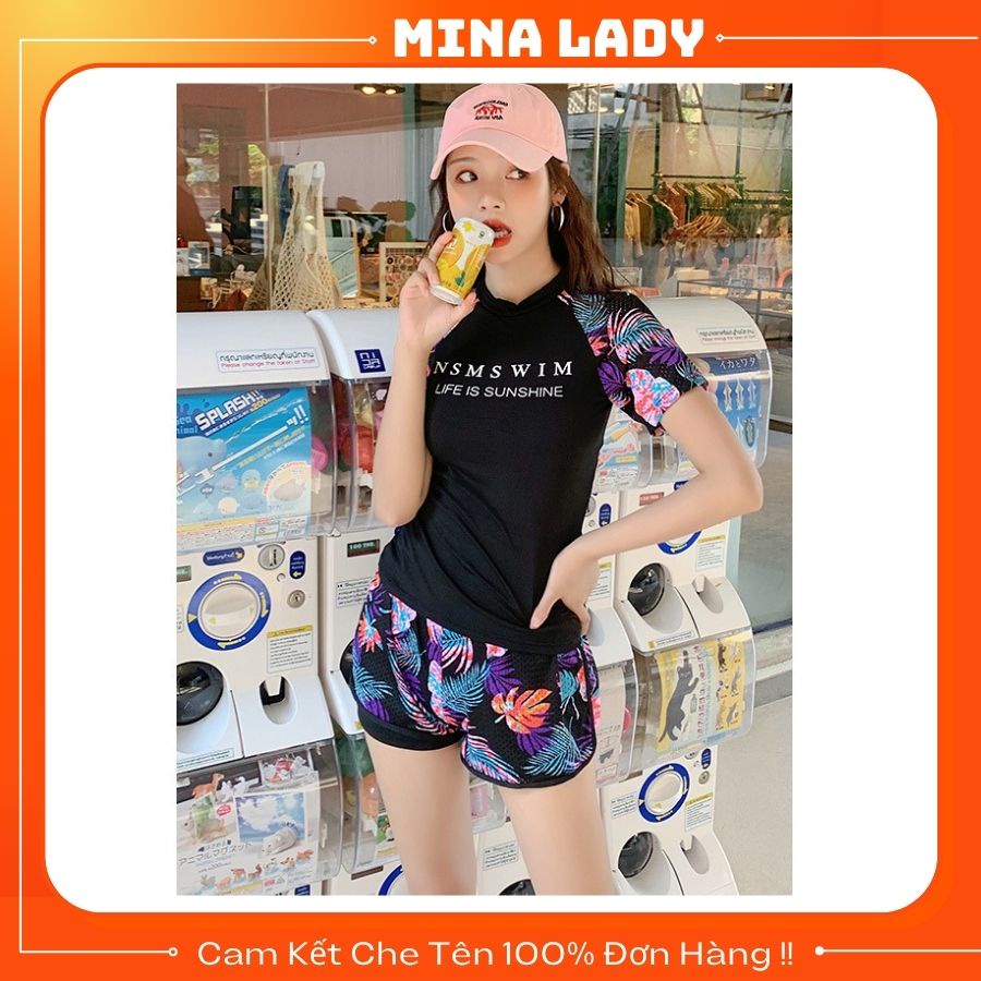 Bộ Đồ Bơi Nữ Gồm Áo Bơi Kín Đáo Và Quần Bơi Nữ Màu Hoa Đẹp Mắt Trẻ Trung Cuốn Hút Giá Rẻ -Hàng Quảng Châu Loại 1